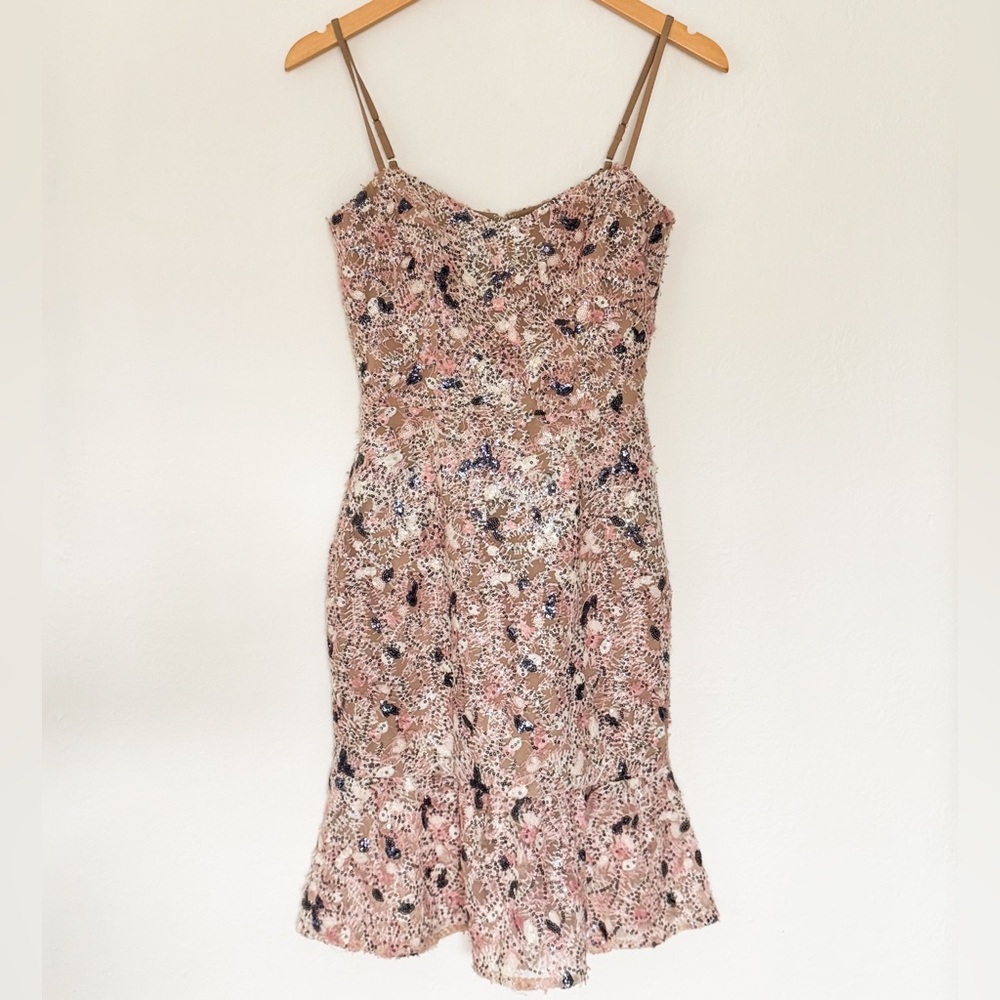 Dress the Population Sequin Mini Dress - Pink and Black